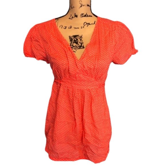 Motherhood Maternity Tops - Motherhood Maternity sz M coral polka dot top tie